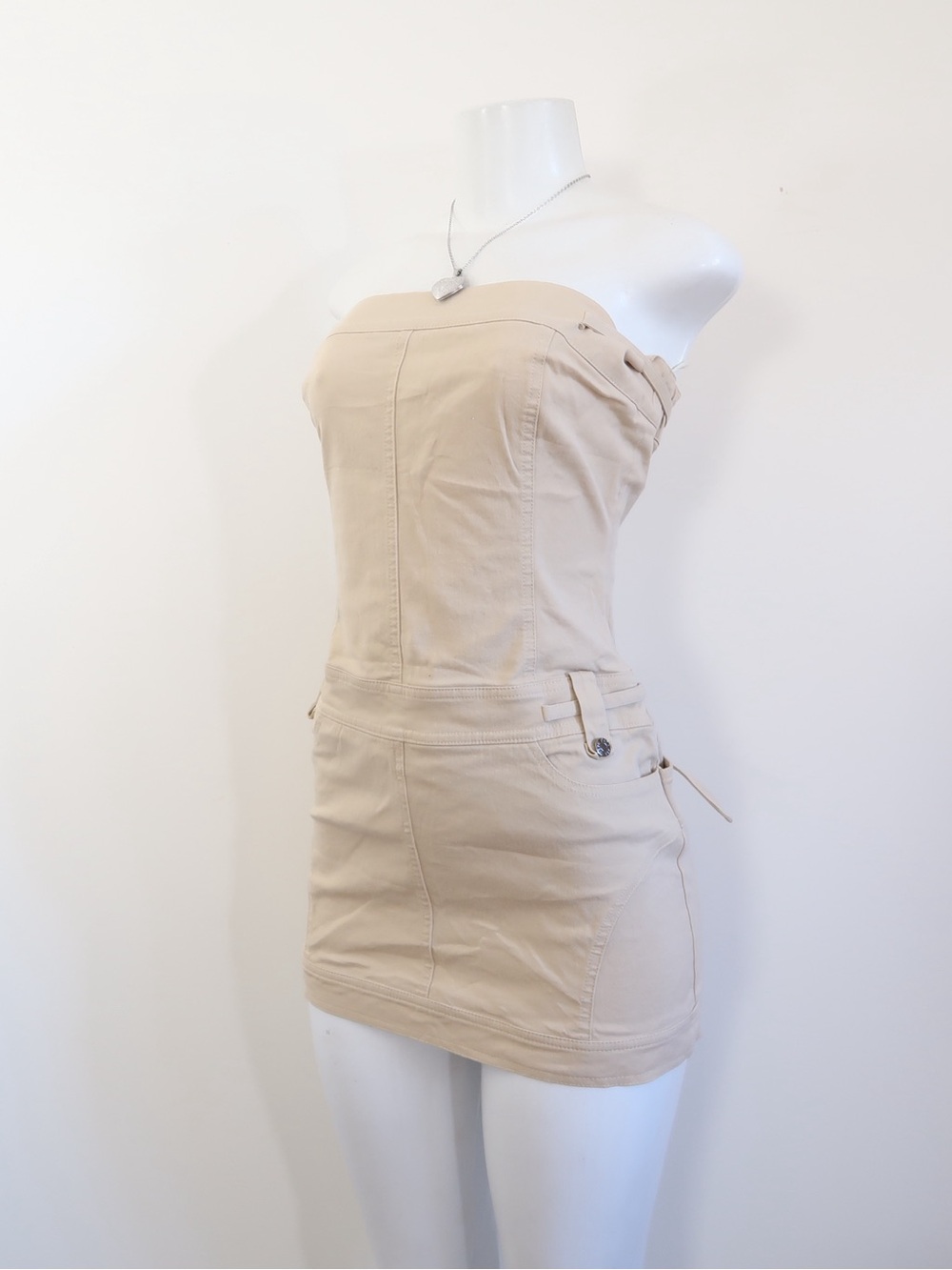 Patrizia Pepe Beige Dress with Black Logo Tag